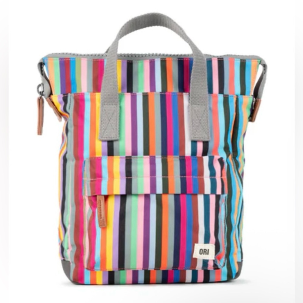 ORI London Bantry B multicolor stripe backpack - made with recycled canvas